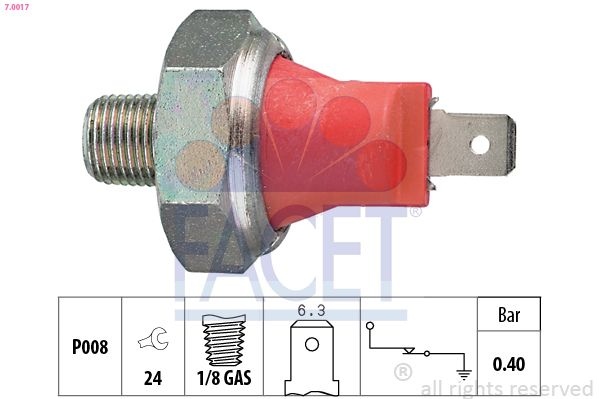 FACET Oil Pressure Switch VW,OPEL,FORD 7.0017 37240634671,96408134,37830A82010000 Oil Pressure Sensor,Oil Pressure Sender 96408134,835301403,835308770