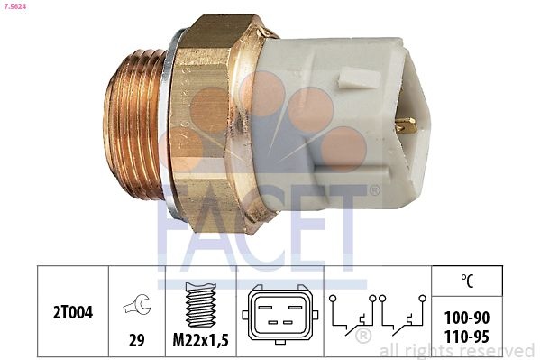 Temperature Switch, radiator fan Made in Italy - OE Equivalent 7.5624 Facet