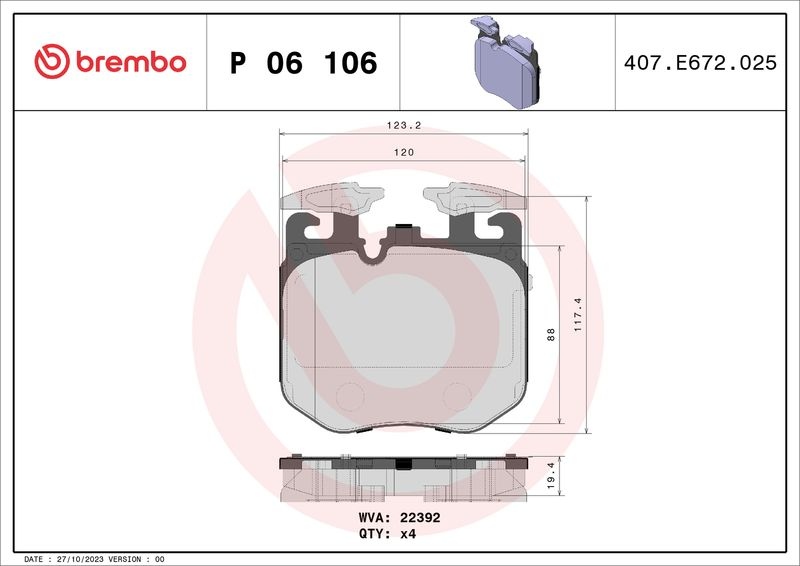 BREMBO Brake pad set BMW,ALPINA,ROLLS-ROYCE P 06 106 34106883510,34106888459,34108064560 34108064561,34108064562,34108094045,34116874431,34116874432