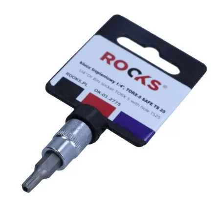 Rooks Bit Socket 1/4", Torx 5 with hole TS25