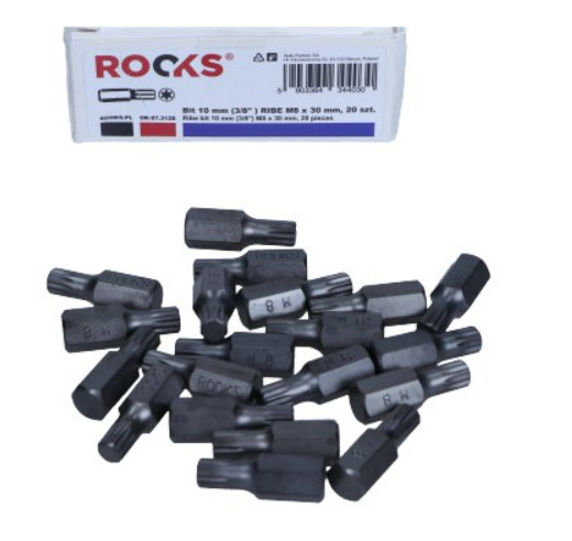 Rooks Bit 10 mm (3/8") Ribe M8 x 30 mm, 20 pieces