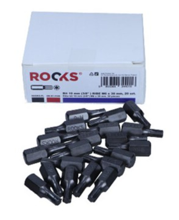 Rooks Bit 10 mm (3/8") Ribe M6 x 30 mm, 20 pieces