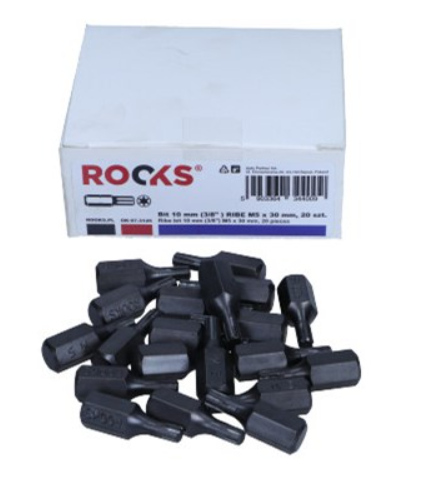 Rooks Bit 10 mm (3/8") Ribe M5 x 30 mm, 20 pieces