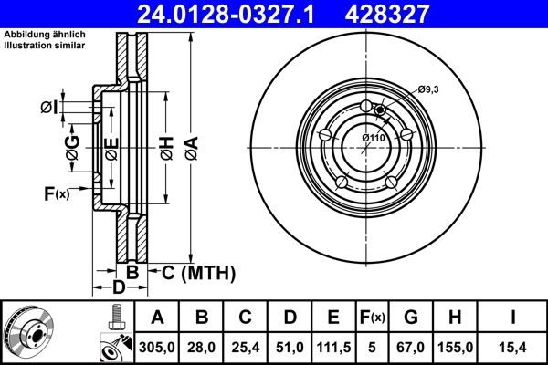 ATE Brake disc Vented 24.0128-0327.1 Brake rotor,Brake discs MERCEDES-BENZ,A-Klasse (W177),B-Klasse (W247),A-Klasse Limousine (W177),CLA Coupe (C118)