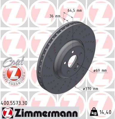 ZIMMERMANN Brake disc MERCEDES-BENZ 400.5573.30 222420027228,2224215100,2234214200 Brake rotor,Brake discs,Brake rotors A222420027228,A2224215100