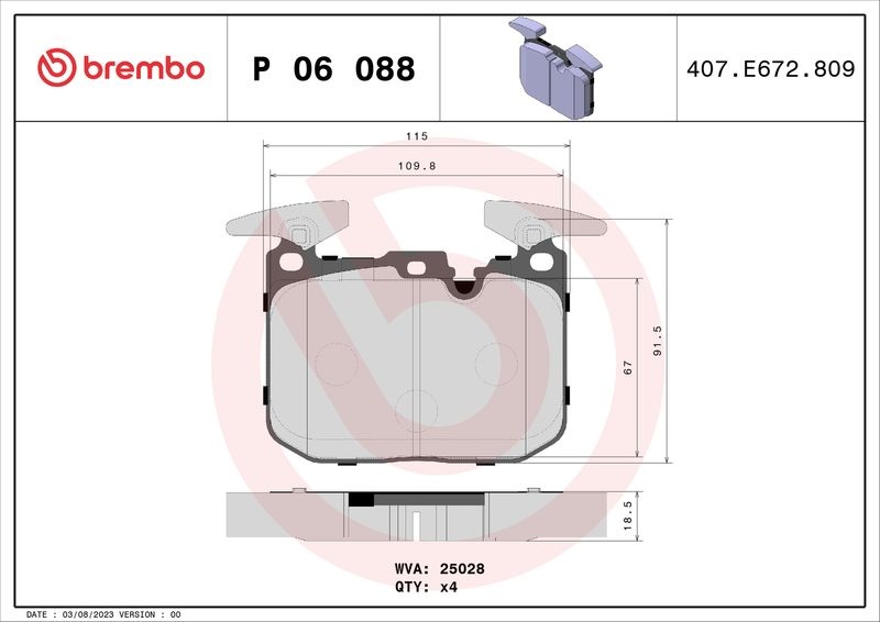 BREMBO Brake pad set PRIME LINE prepared for wear indicator P 06 088 Brake pads,Brake pad set, disc brake BMW,1 Schrägheck (F20),3 Touring (F31)