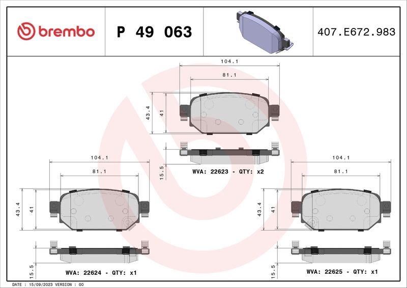 BREMBO Brake pad set PRIME LINE with acoustic wear warning P 49 063 Brake pads,Brake pad set, disc brake MAZDA,3 Schrägheck (BM, BN),CX-3 (DK)
