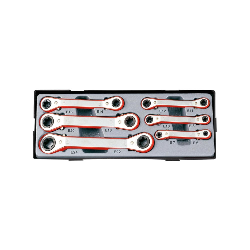 Torx Ring ratchet wrench set 6 pieces (15° angled)