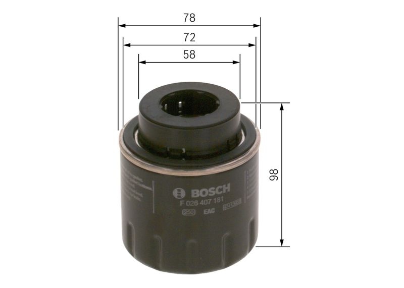 BOSCH Oil filter VW,AUDI,SKODA F 026 407 181 03C115403E,03C115561B,03C115561J Engine oil filter OFVW11,03C115403E,03C115561B,03C115561J,03C115403E