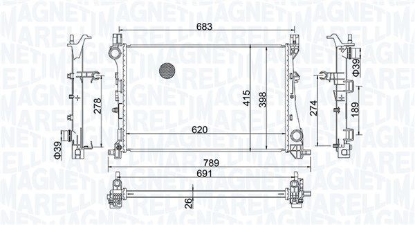 Magneti Marelli Radiator Fiat Bm2034 Storlek 2
