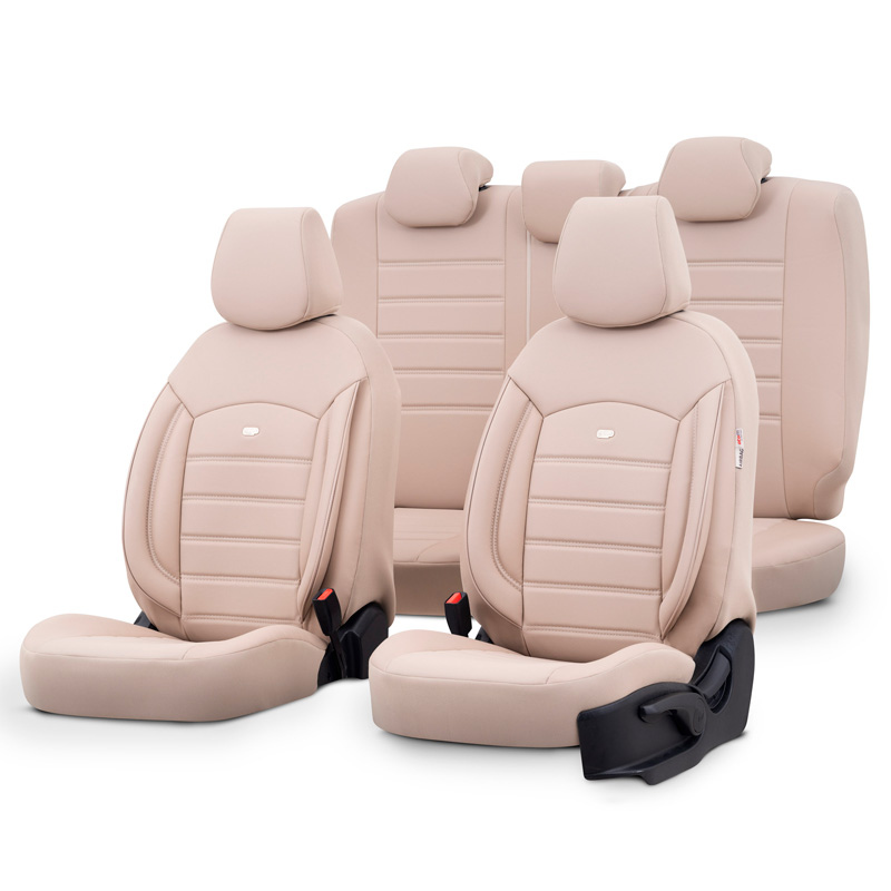 Universal Full Leather Seat Cover Set 'Inspire' Cream - -piece