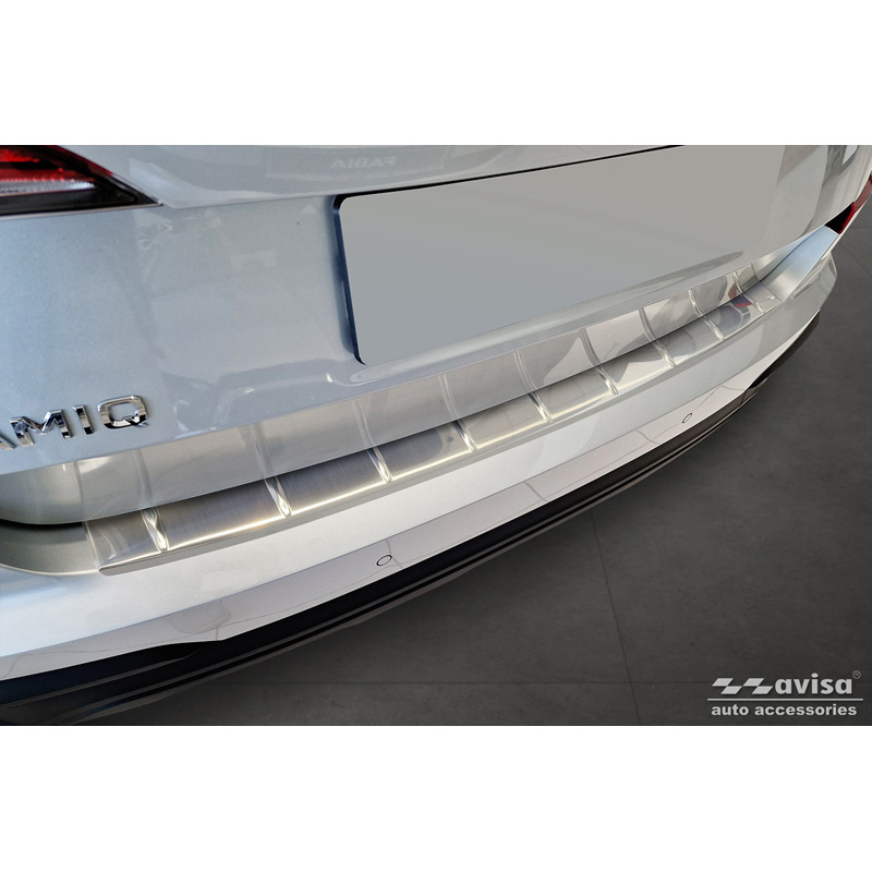 Protection de pare-chocs arrière en acier inoxydable sur mesure pour Skoda Kamiq Facelift 2024 - :Ribs: