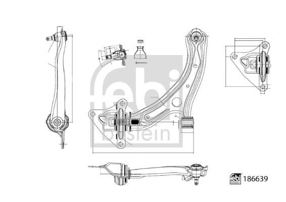 Control arm, Wheel Suspension 186639 FEBI