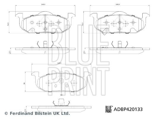 Brake pad set, disc brake ADBP420133 Blue Print