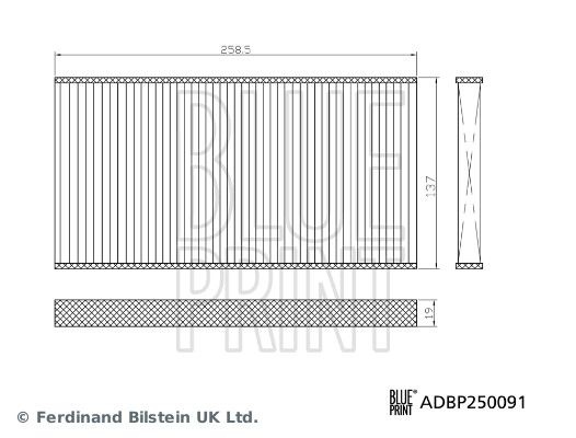 Filter set, Cabin Filter ADBP250091 Blue Print