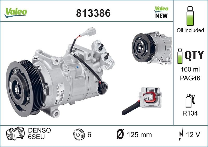 VALEO AC Compressor NEW ORIGINAL PART 813386 Compressor, air conditioning RENAULT,MEGANE III Grandtour (KZ0/1),Scénic III (JZ0/1_)