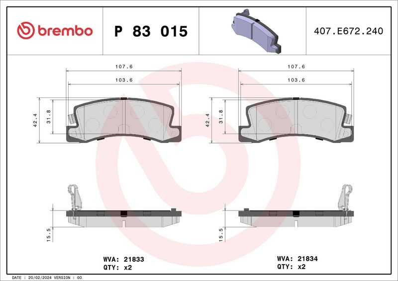 BREMBO Brake pad set TOYOTA,LEXUS P 83 015 7223D325,7562D685,0446633150 0446633030,0446633110,0446648010,0449220131,0449232050,0449232051,AY060TY002
