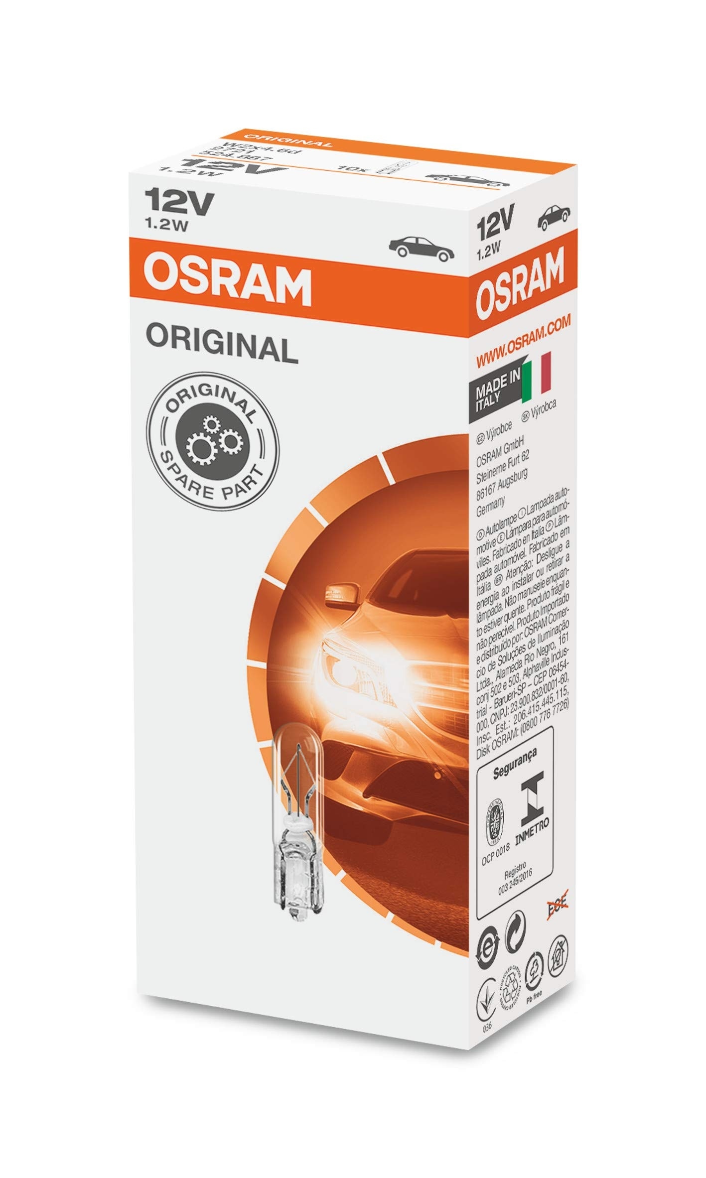 OSRAM Light Bulbs W1,2W 2721 Bulb, interior light VOLVO,ISUZU,ALPINA,V70 I (875, 876),850 Kombi (855),850 Limousine (854),C70 I Coupe (872)