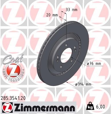 Brake Disc COAT Z 285.3541.20 Zimmermann