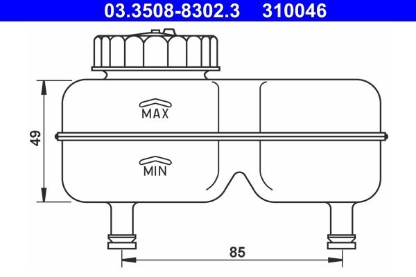 ATE Expansion Tank, brake fluid OPEL,VAUXHALL,DAF 03.3508-8302.3 105902,893596,559031 559045,211611301E,803611301,559031,559045,3104544,3104998