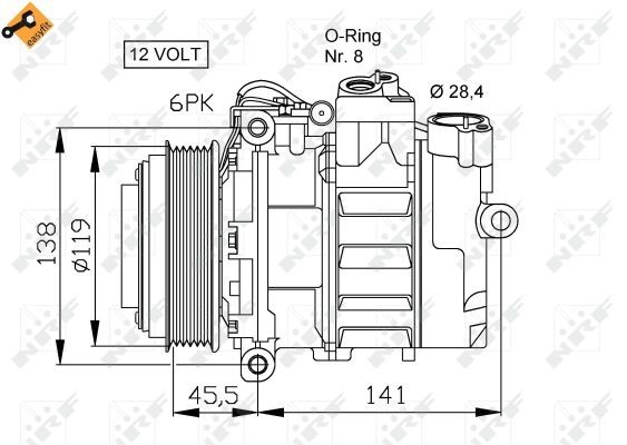 NRF AC Compressor PAG 46 32053 Compressor, air conditioning MERCEDES-BENZ,Stufenheck (W124),C-Klasse Limousine (W202),M-Klasse (W163),SLK (R170)