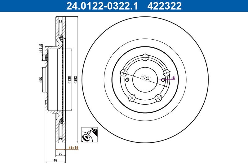 Brake Disc 24.0122-0322.1 ATE