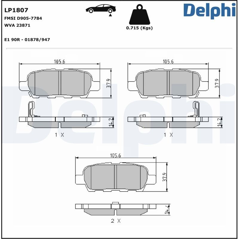 DELPHI Brake pad set RENAULT,NISSAN,SUZUKI LP1807 440608H385,44060AM485,44060EG00J 44060EG00K,44060EG085,AY060NS041,D4060EG50C,440608H385,44060AL585