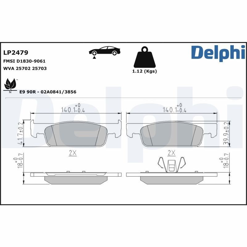 DELPHI Brake pad set RENAULT,DACIA,SMART LP2479 410602581R,410605612R,8660005283 410602581R,410605612R,410606032R,410608708R,41065536R,8660005283