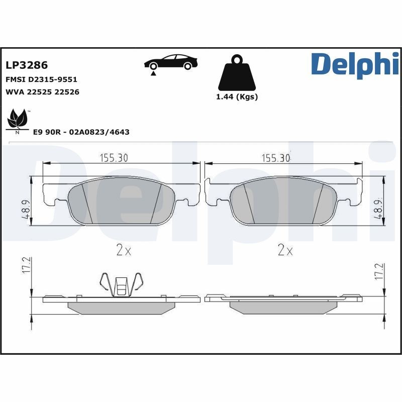 DELPHI Brake pad set not prepared for wear indicator LP3286 Brake pads,Brake pad set, disc brake RENAULT,DACIA,Clio IV Schrägheck (BH_)