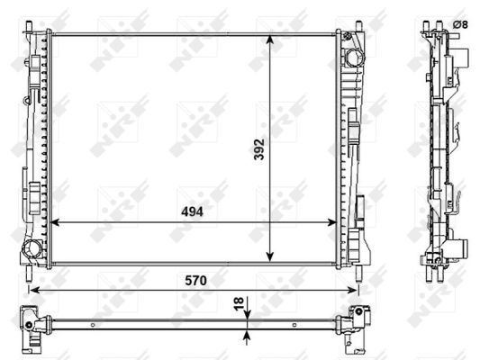 NRF Engine radiator RENAULT 53991 8200369307,8200448552,8200580292 Radiator, engine cooling,Radiator,Engine cooler 8660003478
