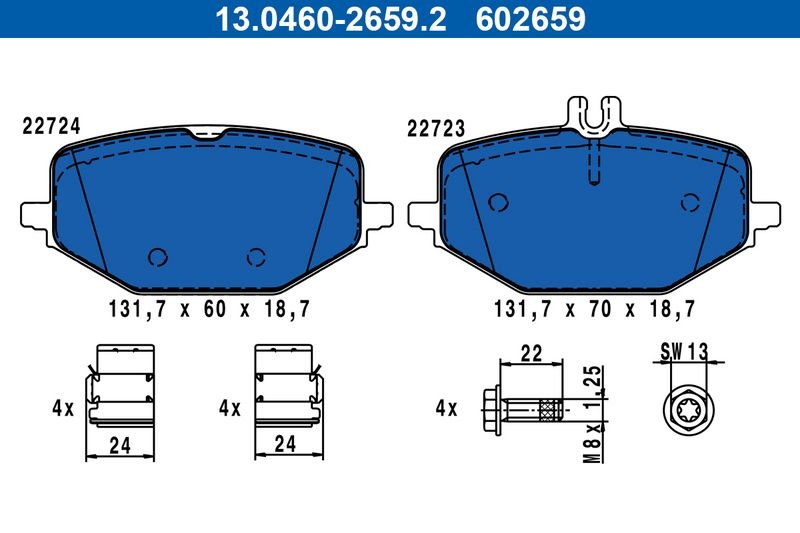 Brake Pad set, Disc Brake 13.0460-2659.2 ATE