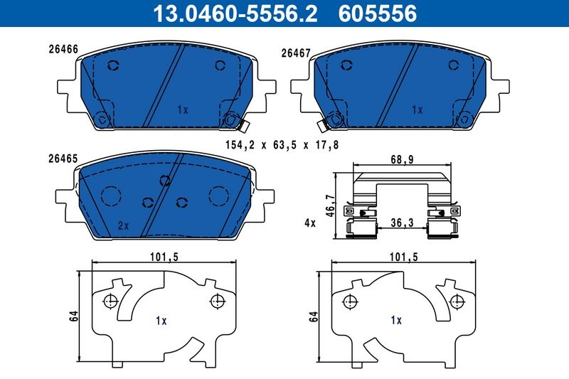 Brake Pad set, Disc Brake 13.0460-5556.2 ATE