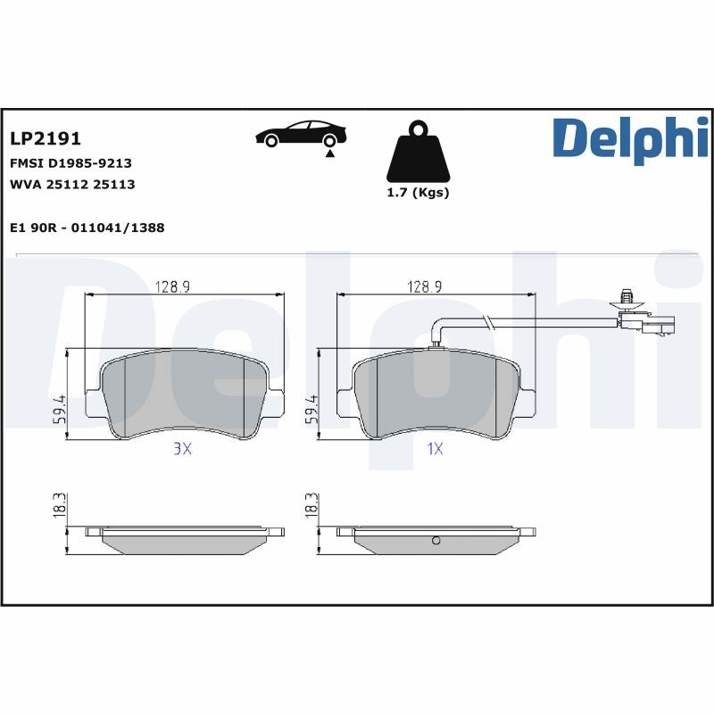 DELPHI Brake pad set OPEL,RENAULT,NISSAN LP2191 95513821,95521679,95528496 4406000Q0H,4406000Q0L,4406000Q1J,4406000Q20,4406000Q2H,4406000Q3A,4406237