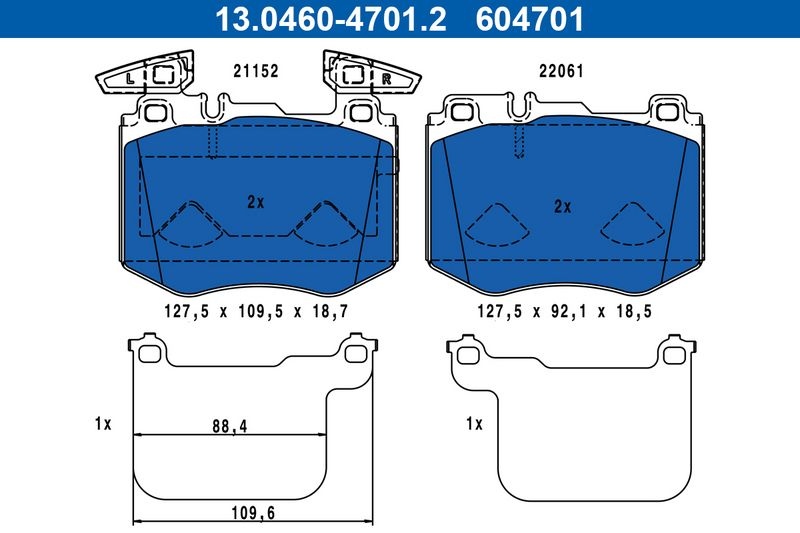 Brake pad set, disc brake 13.0460-4701.2 ATE