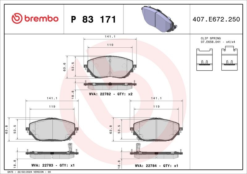 BREMBO Brake pad set PRIME LINE with acoustic wear warning P 83 171 Brake pads,Brake pad set, disc brake TOYOTA,C-HR (AX10),Corolla XII Kombi (E210)