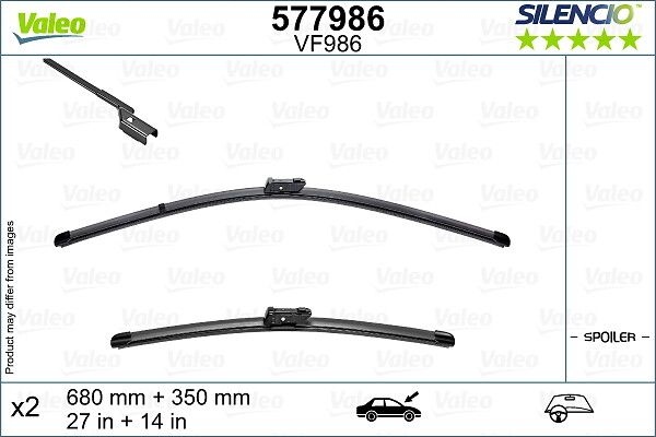 VALEO Wiper blade SILENCIO FLAT BLADE SET Front 577986 Windscreen wiper,Window wiper OPEL,RENAULT,HYUNDAI,Mokka / Mokka X (J13),Captur II,ix20 (JC)