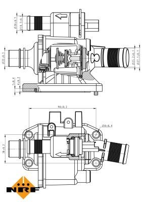 NRF Engine thermostat FORD,PEUGEOT,CITROËN 725058 1336AX,1336V6,9654393880 9671565980,1148098,1348620,1485768,1516694,1633908,2S6Q8A586AA,2S6Q8A586AB