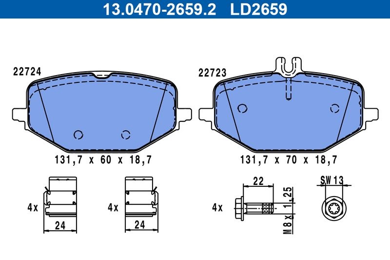 Brake Pad set, Disc Brake 13.0470-2659.2 ATE