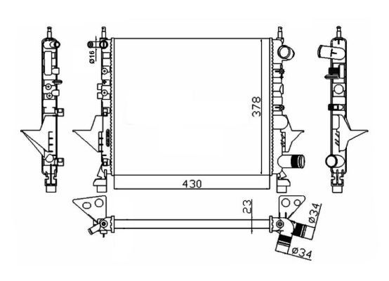 NRF Engine radiator Mechanically jointed cooling fins 529513 Radiator, engine cooling,Radiator RENAULT,TWINGO I (C06_),TWINGO I Kasten (S06_)