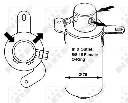 NRF Receiver Drier EASY FIT Aluminium 33166 AC Dryer,Air Conditioning Dryer MERCEDES-BENZ,C-Klasse Limousine (W202),CLK (C208)