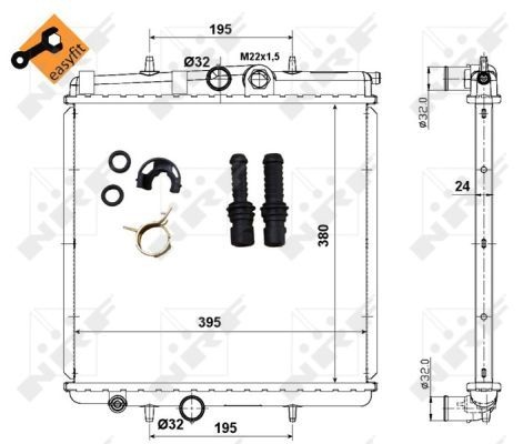 NRF Engine radiator Brazed cooling fins 509523 Radiator, engine cooling,Radiator PEUGEOT,206 Schrägheck (2A/C),206 CC (2D),206+ Schrägheck (2L_, 2M_)