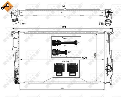 NRF Engine radiator Brazed cooling fins 53472 Radiator, engine cooling,Radiator BMW,3 Touring (E91),3 Limousine (E90),1 Schrägheck (E87),3 Coupe (E92)