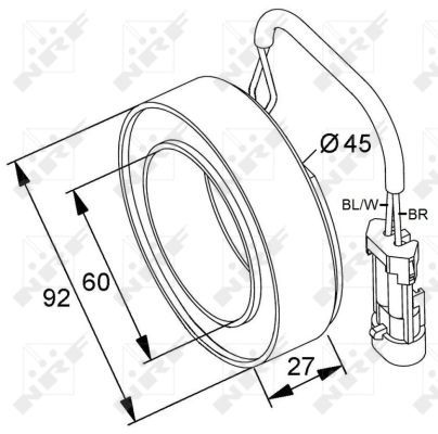 NRF Coil, magnetic-clutch compressor OPEL,FIAT,HONDA 38420 6452914535501,1139009,6854090 HR145897,13124753,93168623,93168625,93168628,931900258,905