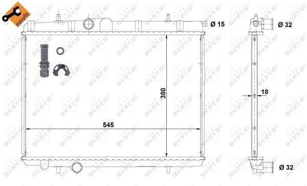 NRF Engine radiator Brazed cooling fins 58299 Radiator, engine cooling,Radiator PEUGEOT,CITROËN,206 Schrägheck (2A/C),206 CC (2D)