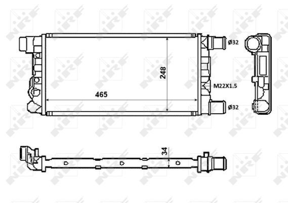 NRF Engine radiator FIAT,ZASTAVA 58845 46405843,4641407,46414207 Radiator, engine cooling,Radiator,Engine cooler 4645843,46472288,46475456,46521747