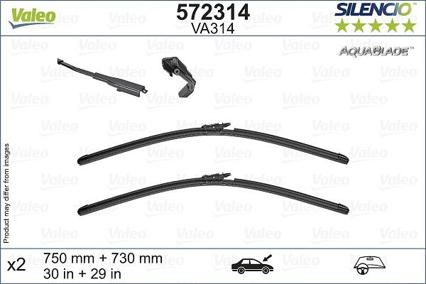 VALEO Wiper blade SILENCIO AQUABLADE SET Front 572314 Windscreen wiper,Window wiper FORD,S-Max (CJ),Galaxy (CK)