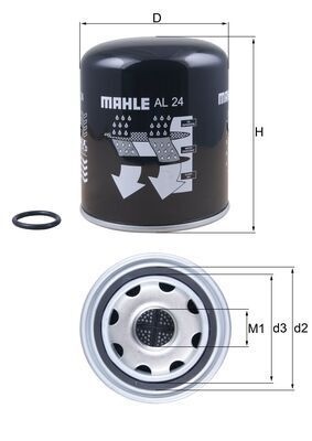 MAHLE ORIGINAL Air Dryer Cartridge, compressed-air system MERCEDES-BENZ,NISSAN,VOLVO AL 24 1506635,1527757,1782420  1872122,R950068,70370943,4295695