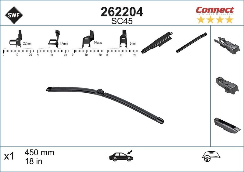 SWF Wiper blade VW,AUDI,MERCEDES-BENZ 262204 50516543,8P1955426F,8V1955426 1611348580,6426YQ,288905811R,A4208240300,A4208241400,1610672680,288905811R
