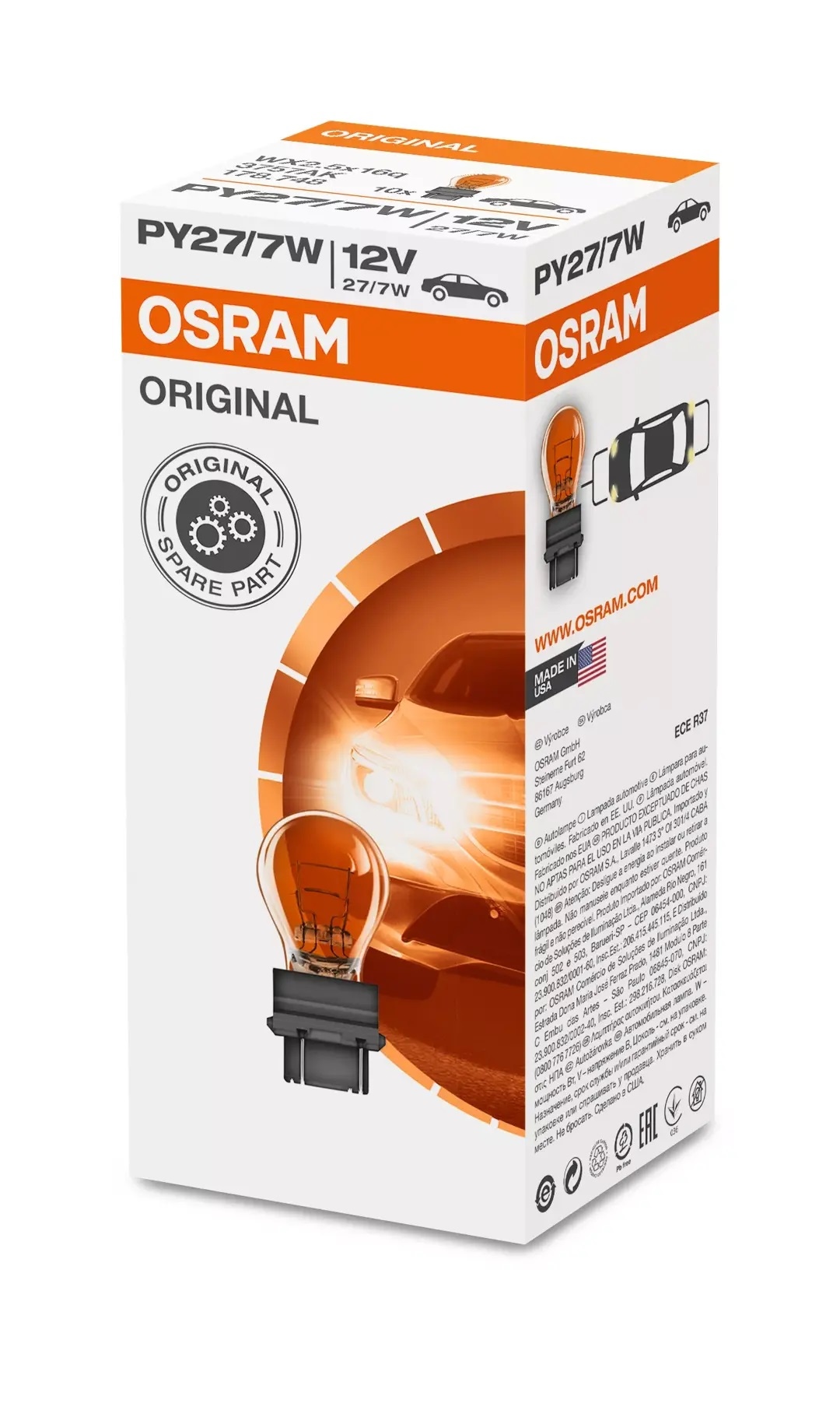 OSRAM Light Bulbs PY27/7W 3757AK Bulb, indicator DODGE,LINCOLN,Journey MPV,CHARGER LD,Durango (WD),TOWN CAR III