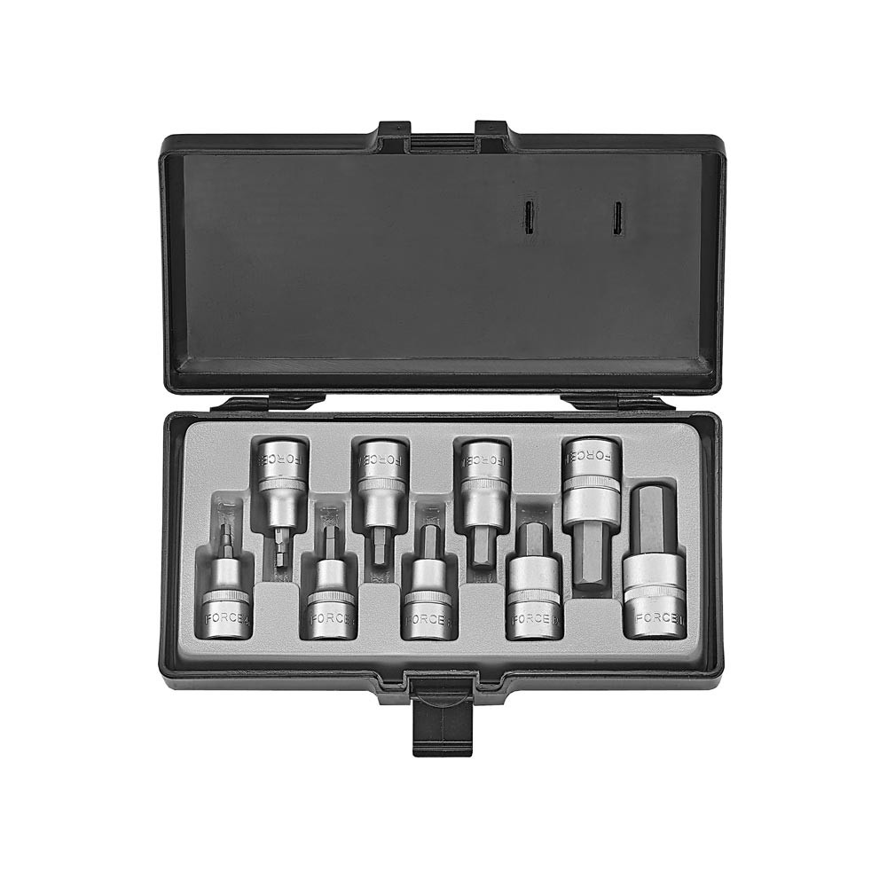 FORCE 4101S 12″ Bit Socket Set Hex SAE 9 delar